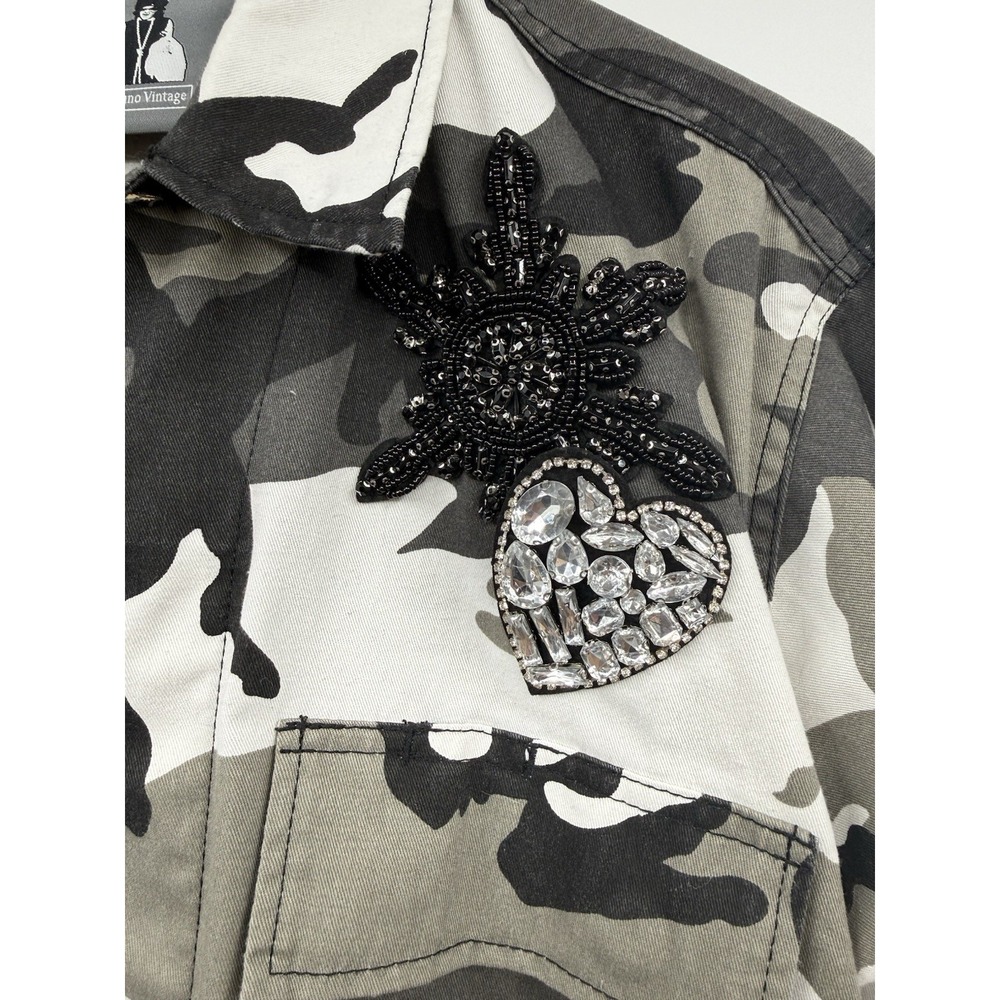 Josie Bruno Vintage By Request Sequin Embellished Camo Jacket M-LG Rare Signed - Picture 3 of 12